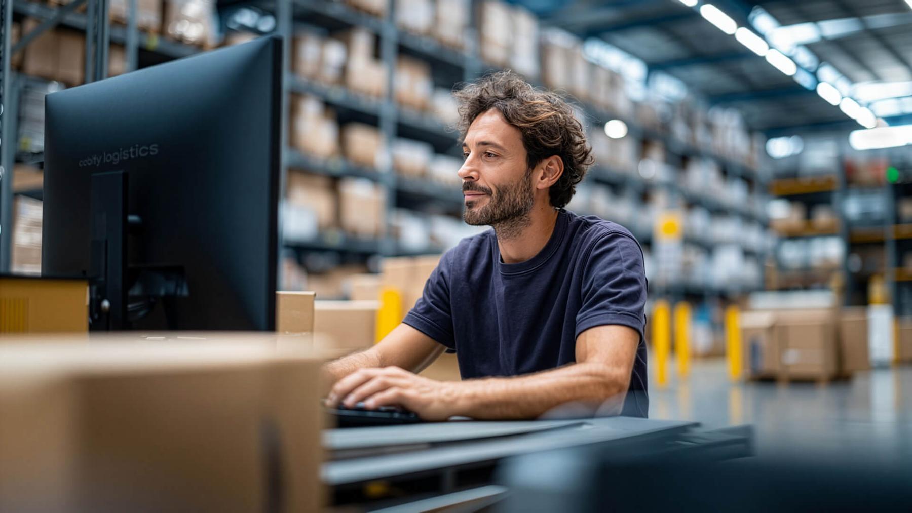 Empleado de operaciones controlando envíos de ecommerce