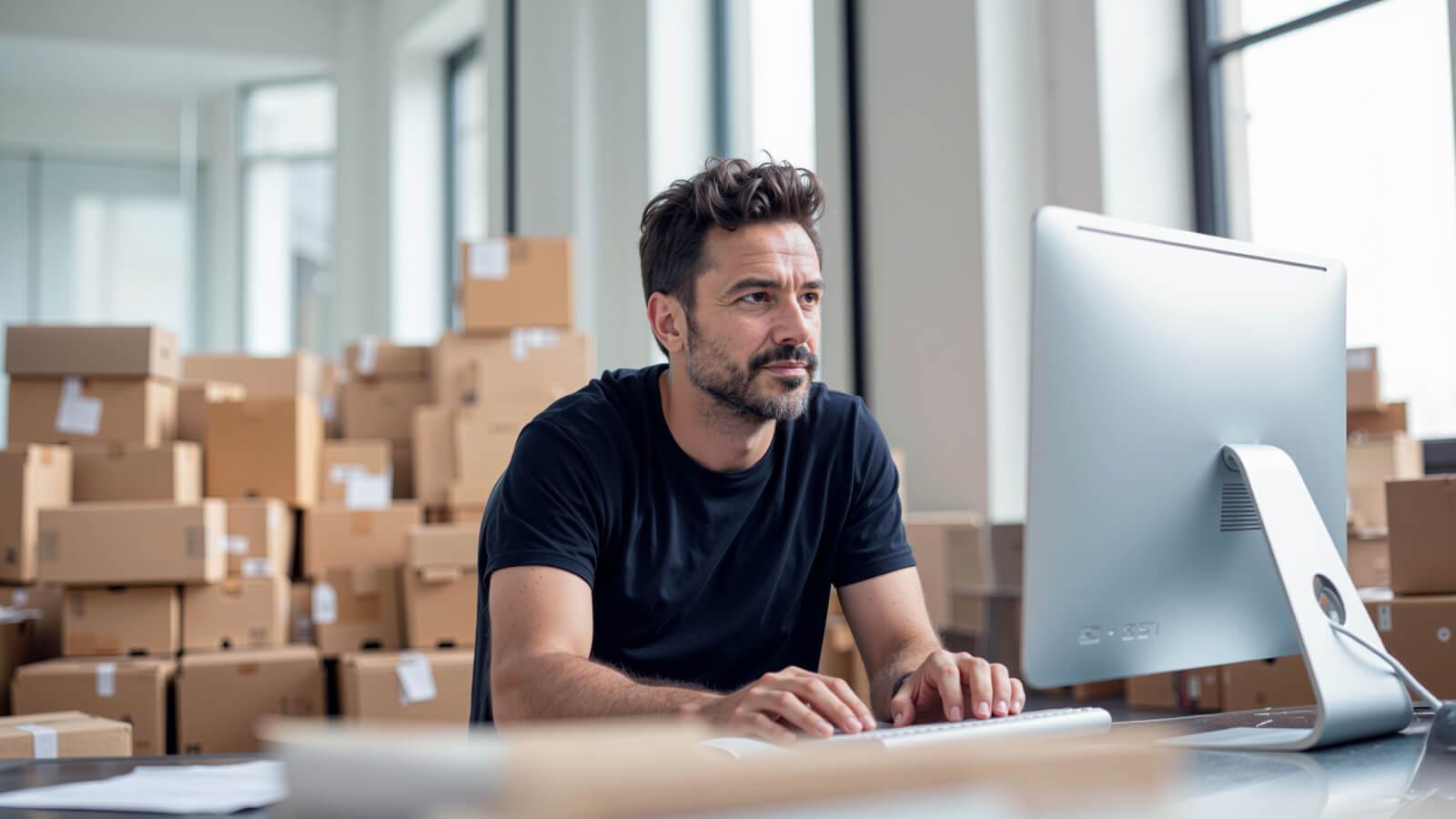 vendedor con paquetes para ser entregados en Hot Sale